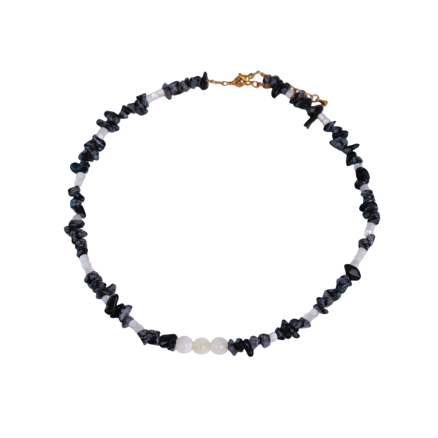 Original Design Handcrafted Black Spot Stone & White Shell Bead Choker