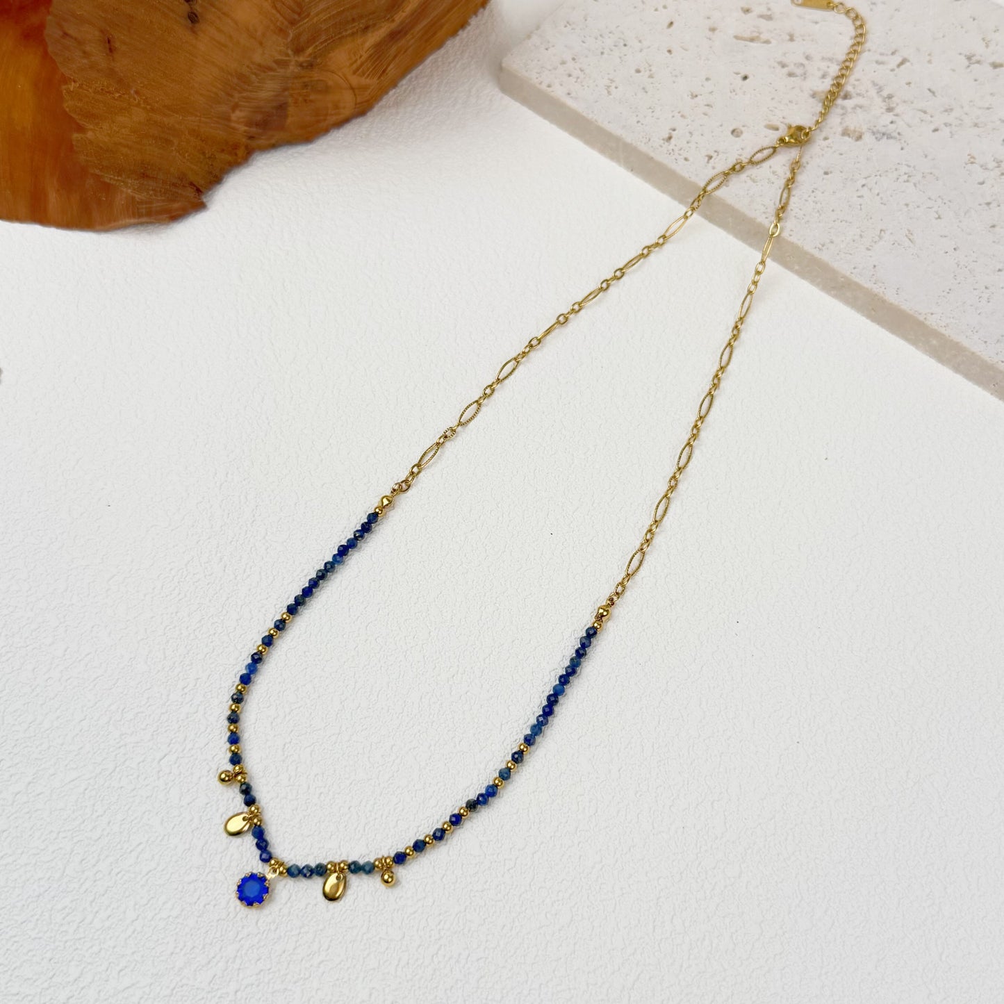 Women’s Layered Gemstone Beaded Necklaces - Retro Boho Gold Accent Natural Stone Charm Jewelry