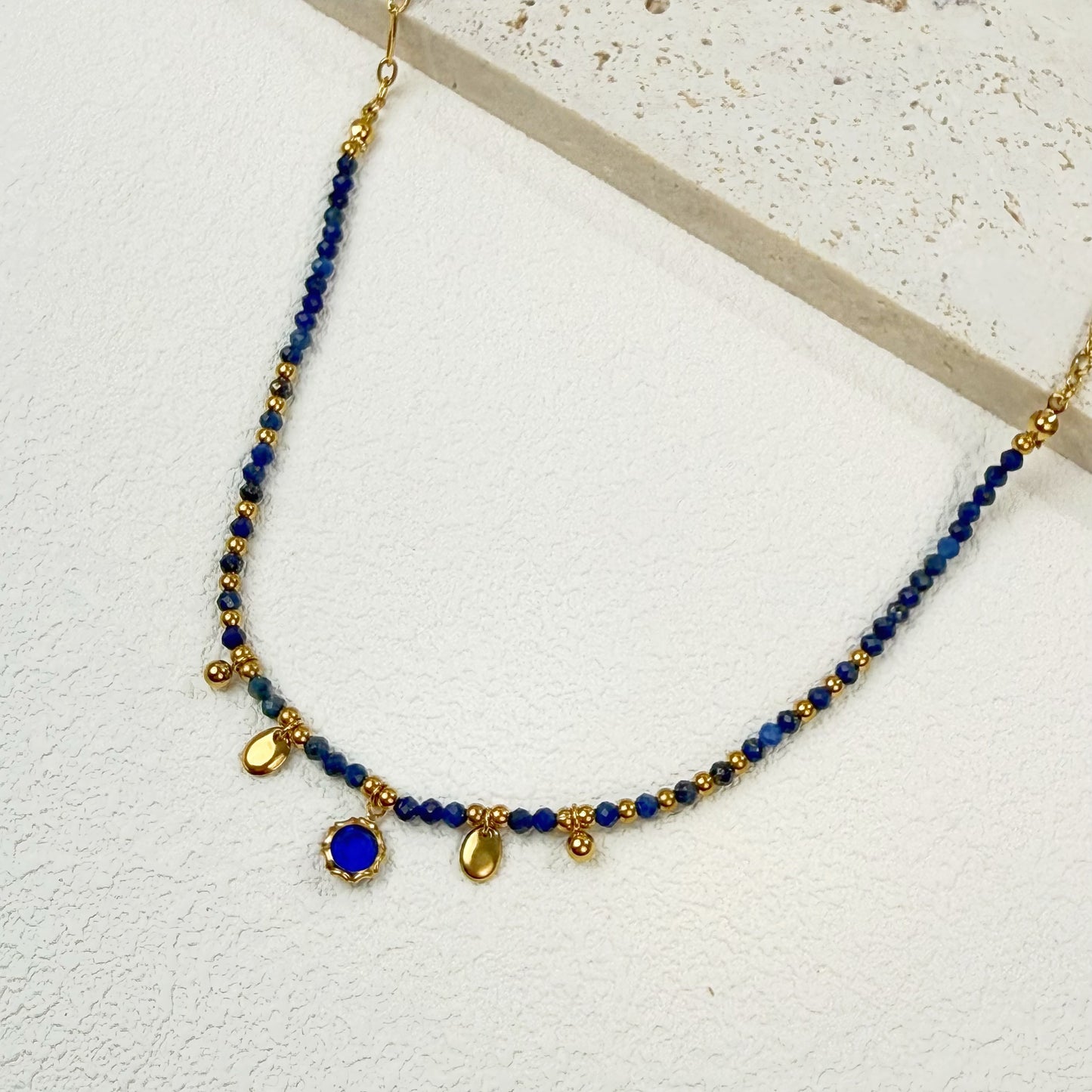 Women’s Layered Gemstone Beaded Necklaces - Retro Boho Gold Accent Natural Stone Charm Jewelry